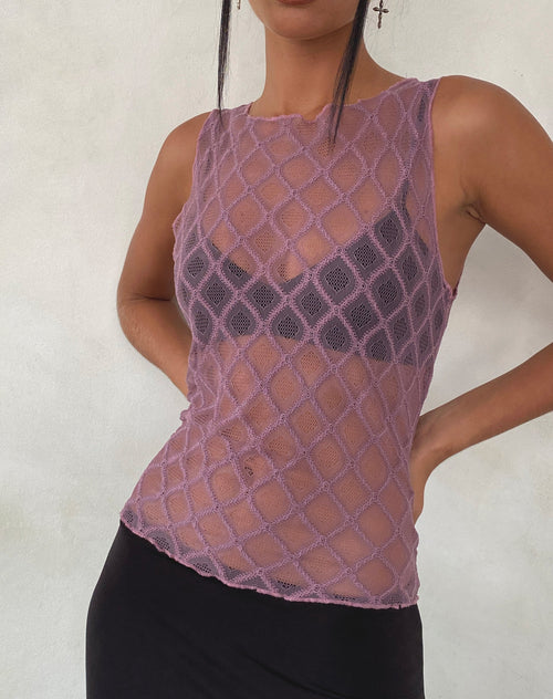 Image of Maloe Lace Patterned Tank Top in Mauve