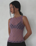 Image of Maloe Lace Patterned Tank Top in Mauve