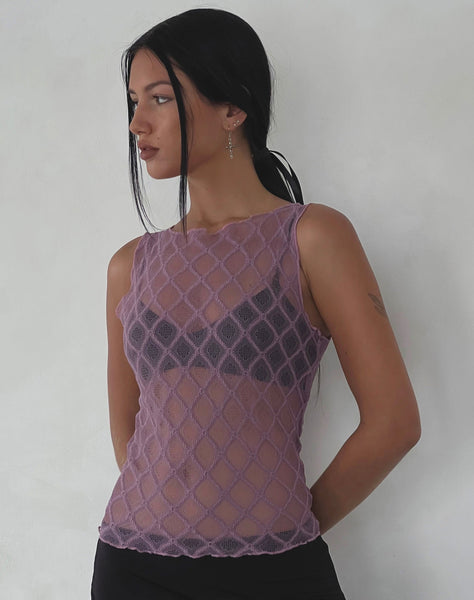 Image of Maloe Lace Patterned Tank Top in Mauve