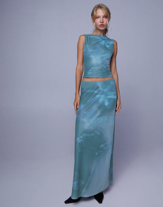 Image of Nola Maxi Skirt in Lumen Floral Blue