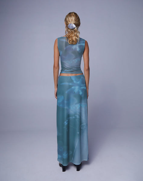 Image of Nola Maxi Skirt in Lumen Floral Blue