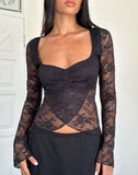 Image of Mandira Lace Butterfly Top in Black