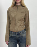 Image of Mandy Jacket in Faux Suede Walnut