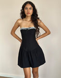 Image of Manisha Mini Dress in Black with White Trim