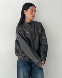 Image of Marco Distressed Bomber Jacket in PU Black