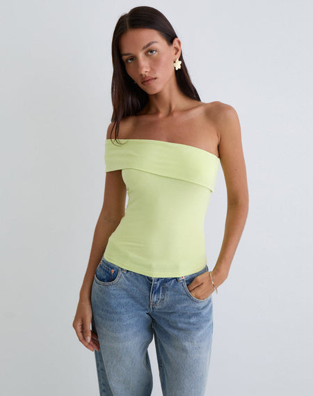 ALEYAH TIE SHOULDER TEE LEMON 80