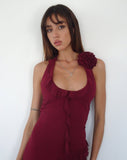 Image of Margaret Ruffle Mini Dress in Plum Chiffon with Rosette