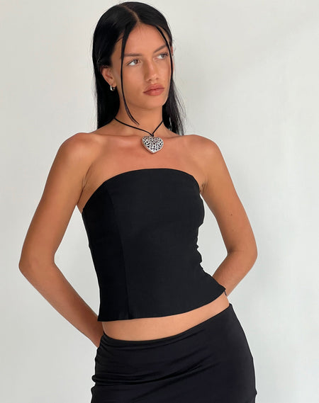 Karida Lace Edge Corset Top in Black