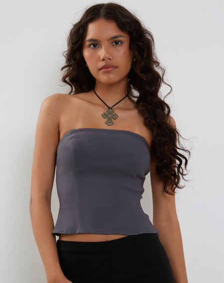 Mairi Longline Bandeau Top in Taupe Tailoring