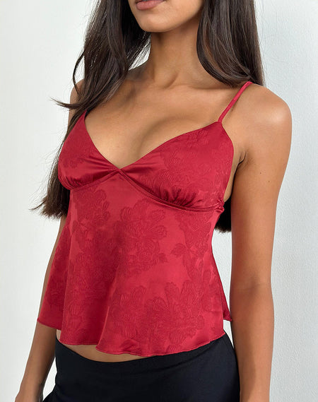 SELVINA FRILL CAMI TOP RED 22