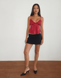 Image of Marinda Top in Satin Jacquard Burgundy