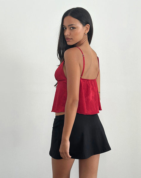 Image of Marinda Top in Satin Jacquard Burgundy