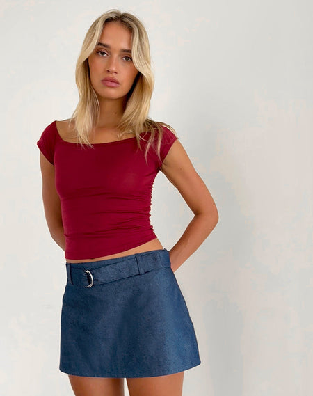 Olsa Denim Mini Skirt in Chambray Indigo