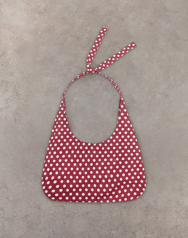 Image of Maris Large Round Bag in Polka Wine