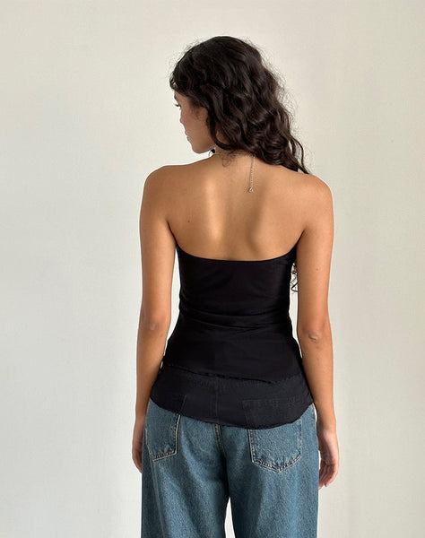 Image of Marissa Longline Asymmetrical Tube Top in Black