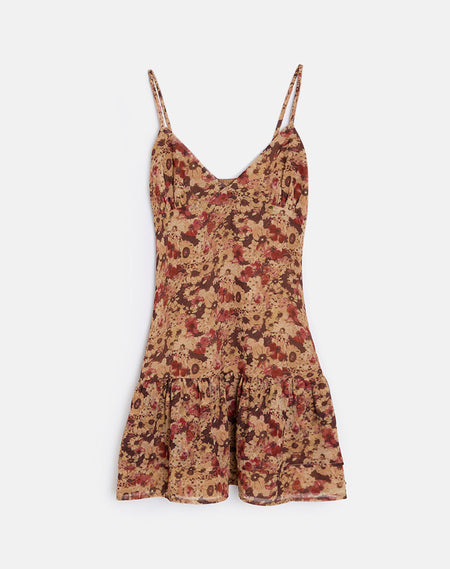 Jovia Mini Dress in Chiffon Rusty Flower