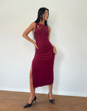 Image of Marlo Asymmetric Midi Dress in Burgundy