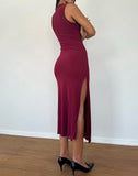 Image of Marlo Asymmetric Midi Dress in Burgundy