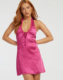 image of Maruko Mini Dress in Satin Bright Dark Pink