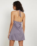 image of Maruko Halterneck Mini Dress in Satin Grey Ridge