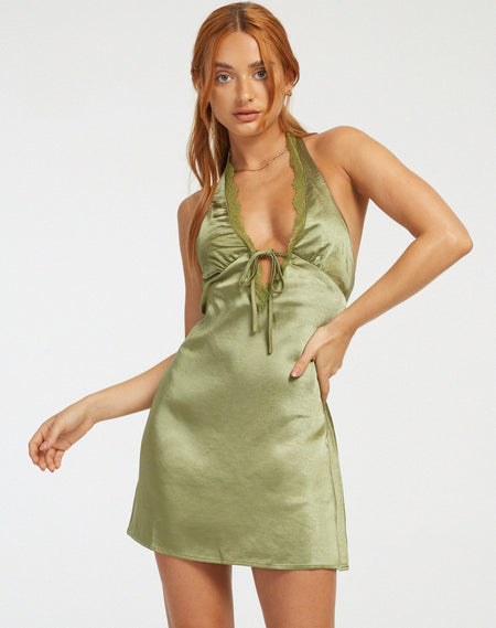 Neriah Cutout Mini Dress in Olive