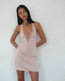 Image of Maruko Halterneck Mini Dress in Satin Champagne