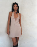 Image of Maruko Halterneck Mini Dress in Satin Champagne