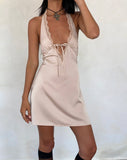 Image of Maruko Halterneck Mini Dress in Satin Champagne