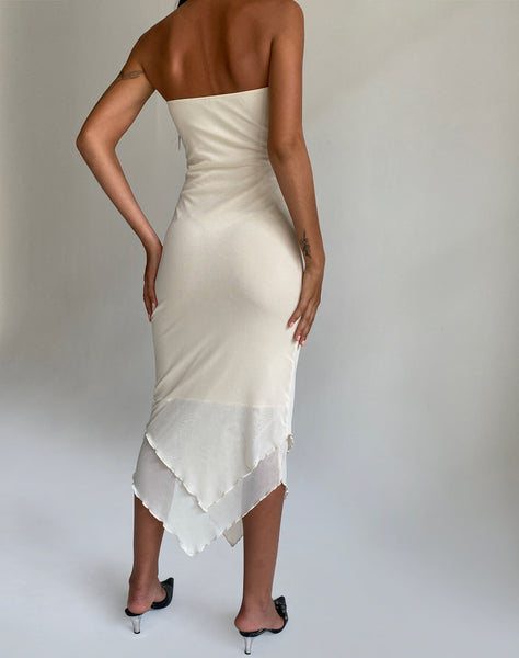 Image of Marve Bandeau Maxi Dress in Mesh Cream