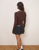 Image of Maryse Long Sleeve Knitted Top in Brown