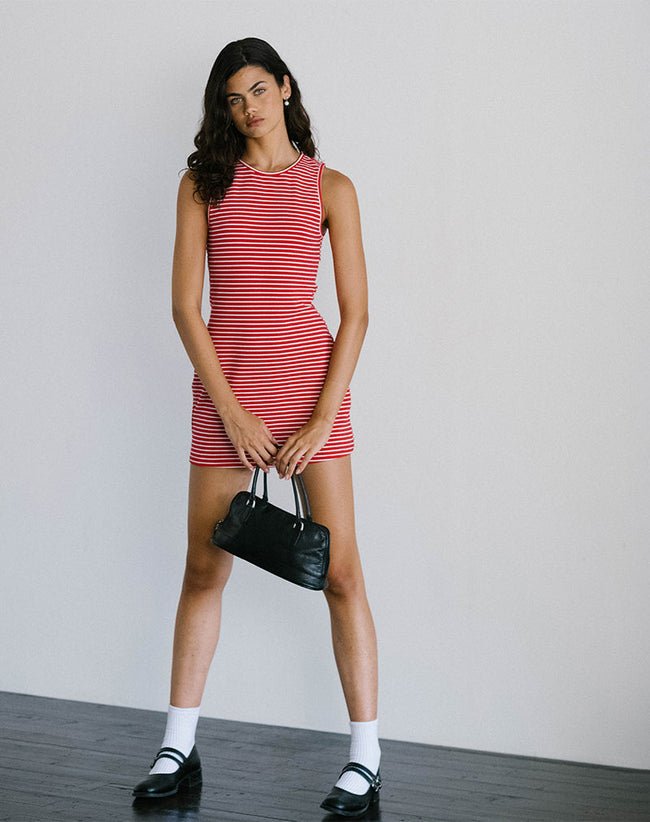 Image of Masha Mini Dress in Red and White Stripe Jersey