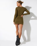 image of Matilda Bodycon Dress in Lycra Dark Olive