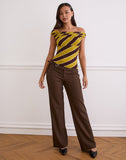 Image of Maurisia Off Shoulder Top in Retro Stripe Yellow