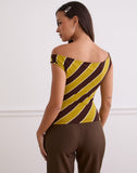 Image of Maurisia Off Shoulder Top in Retro Stripe Yellow