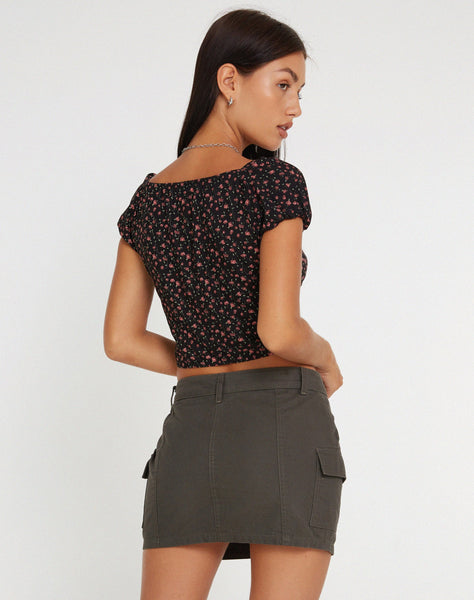 image of Mave Crop Top in Dark Pink Rose Black