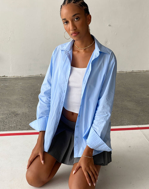 Image of Mavis Button Up Shirt in Poplin Sky Blue