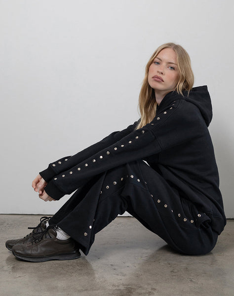 Image of Max Hoodie in Black with Studs