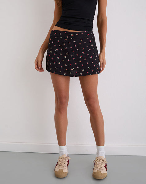 Image of Haruto Skort in Ditsy Rose Garden Black
