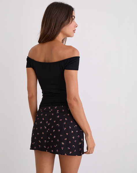 Image of Haruto Skort in Ditsy Rose Garden Black