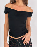 Image of Mayomi Off Shoulder Ruched Top in Black