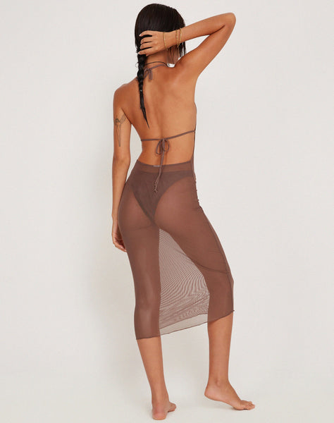 Image of Maysa Midi Dress in Mesh Coffee