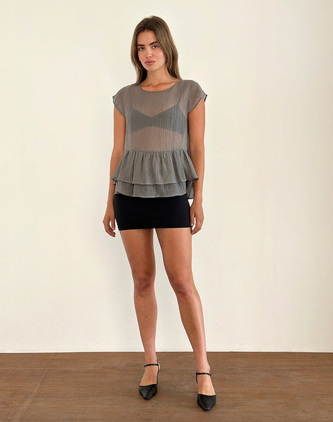 Image of Mayumi Peplum Top in Chiffon Grey