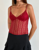 Image of Megara Strappy Top in Red Lace Mesh