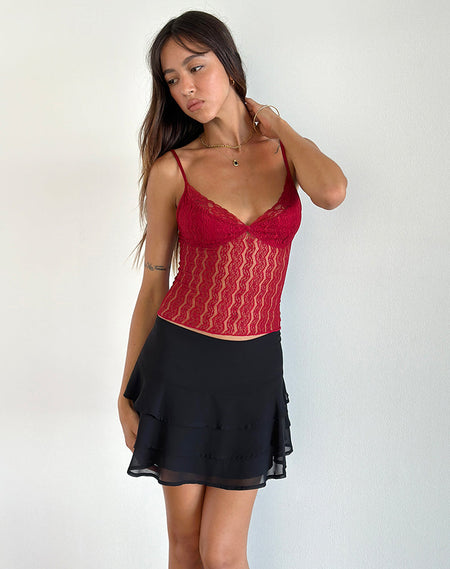 Matua Halter Top in Clover Lace Maroon