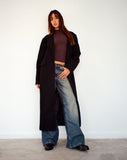 Image of Melani Longline Wool Coat in Black