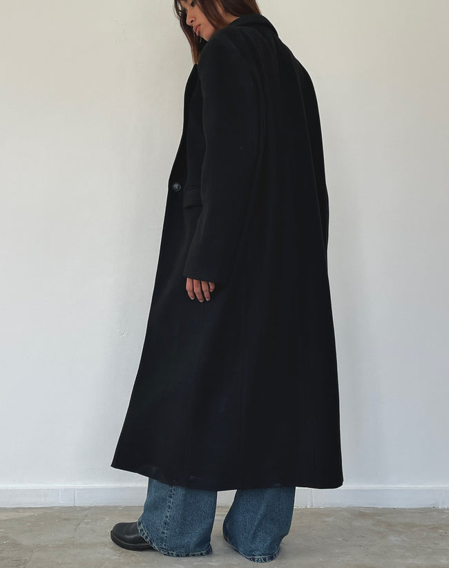 Image of Melani Longline Wool Coat in Black