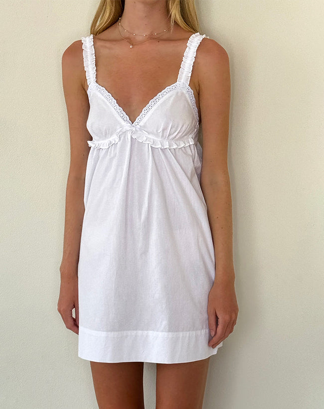 Image of Melda Tea Mini Dress in Poplin White