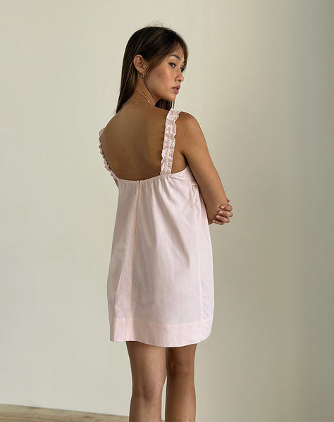 Image of Melda Tea Mini Dress in Poplin Light Pink