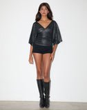 Image of Melia Batwing Top in Metallic Slinky Black