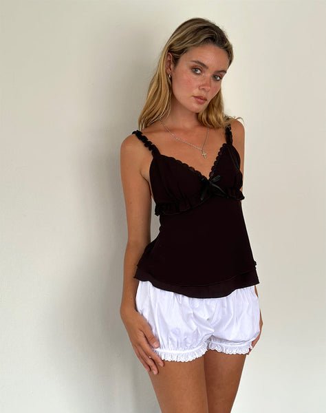 Image of Melinda Frill Edge Cami Top in Black